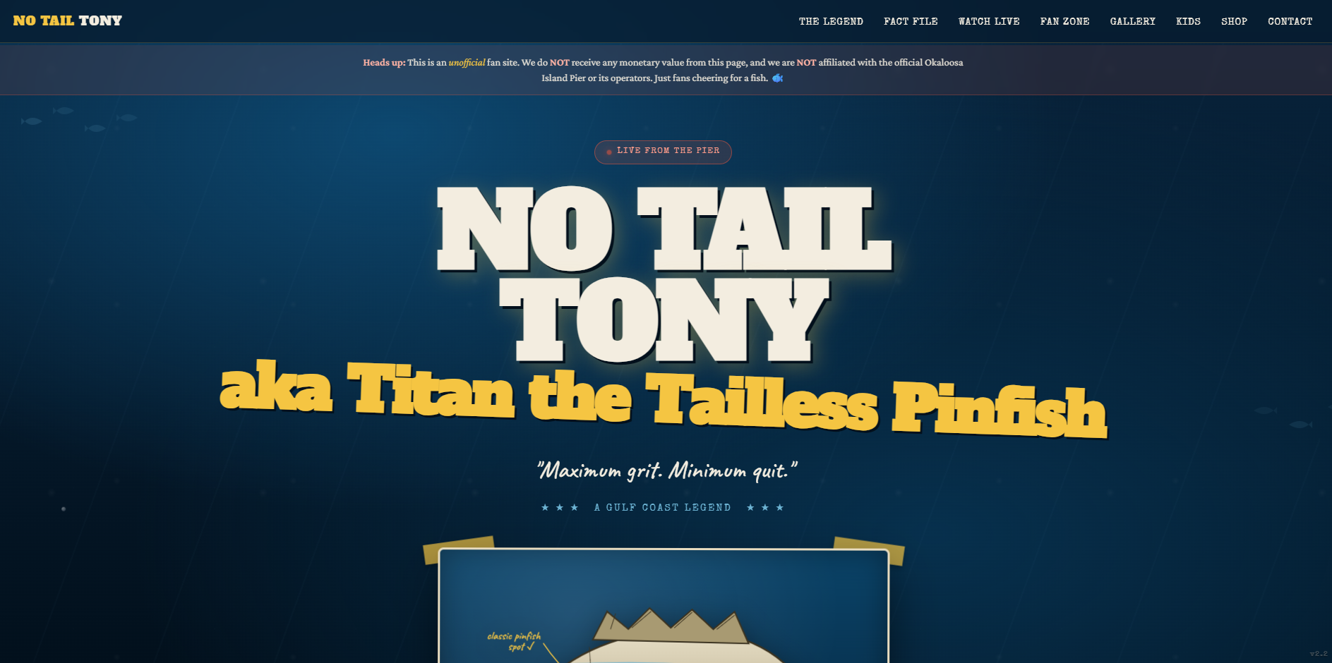 No Tail Tony website screenshot